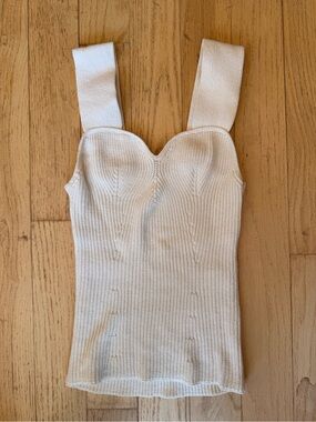 The Row Cream Ribbed Knit Bustier Tank